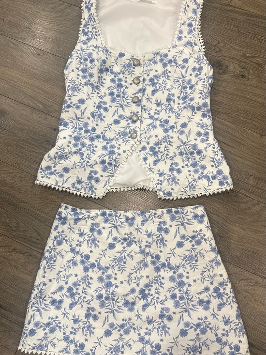 Altar'd State Dresses & Skirts - Altar'd State White and Light Blue Floral Two-Piece Set
